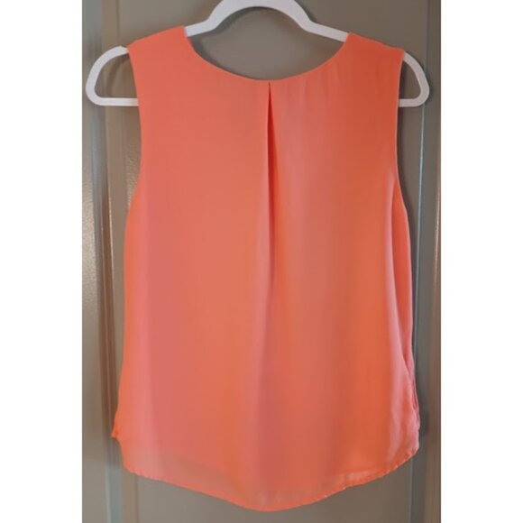 Bright Coral Color Sleeveless High-Low Blouse - Picture 3 of 4